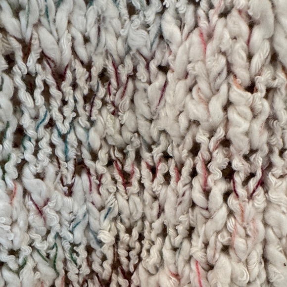 Peruvian Connection Cotton Ivory Multi Confetti Flecks Knit Open Cardigan Size L - Picture 3 of 11